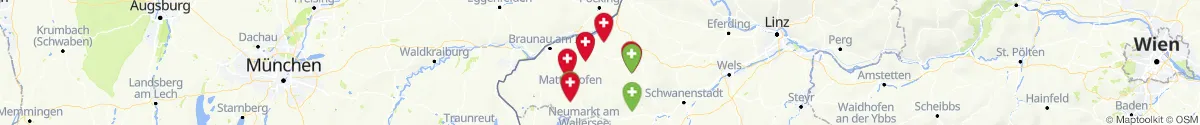 Kartenansicht für Apotheken-Notdienste in der Nähe von Mettmach (Ried, Oberösterreich)